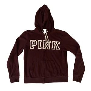 Victoria’s Secret Pink Burgundy Full Zip Up Hoodie Jacket Women’s Size: Medium